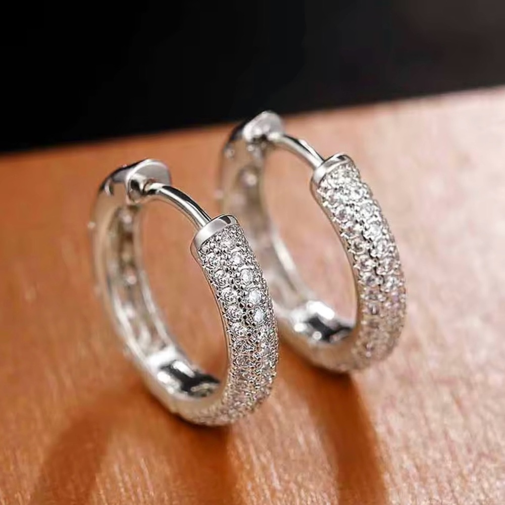 Dainty silver Crystal hoop Huggies